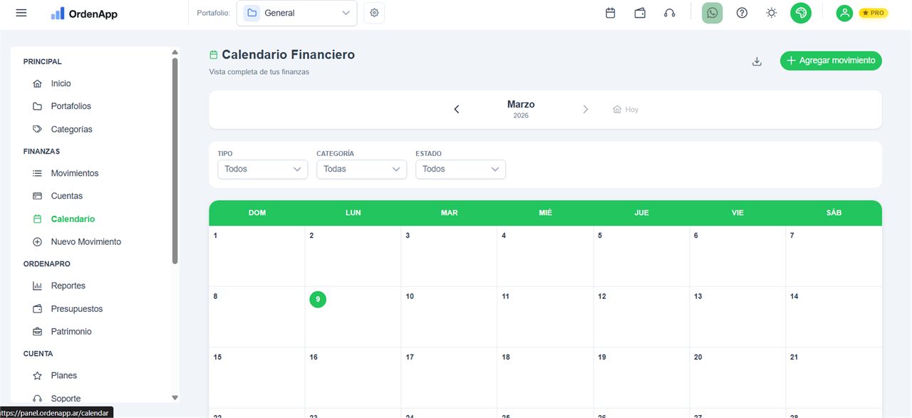 Vista de balance mensual y estadísticas financieras